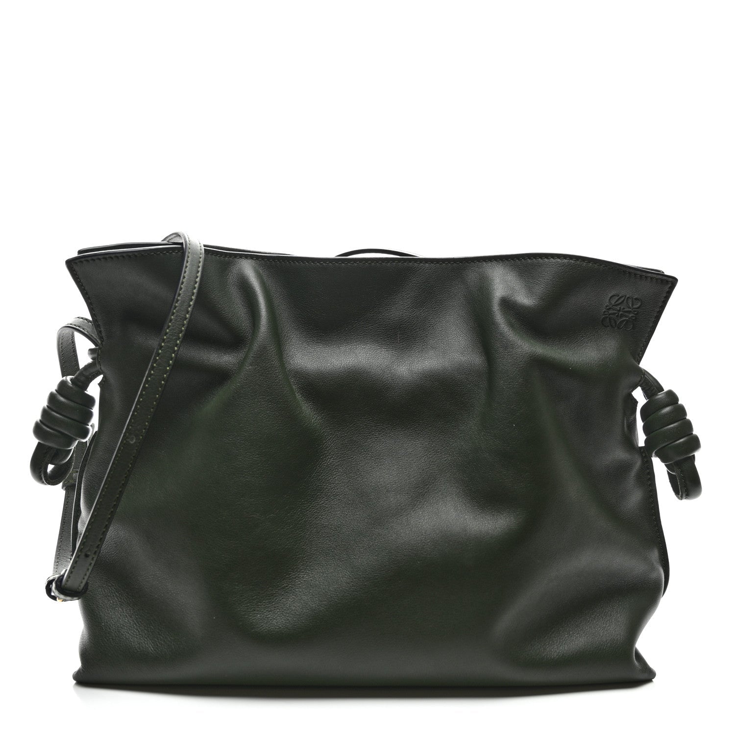 Nappa Calfskin Medium Flamenco Knot Clutch Avocado Green
