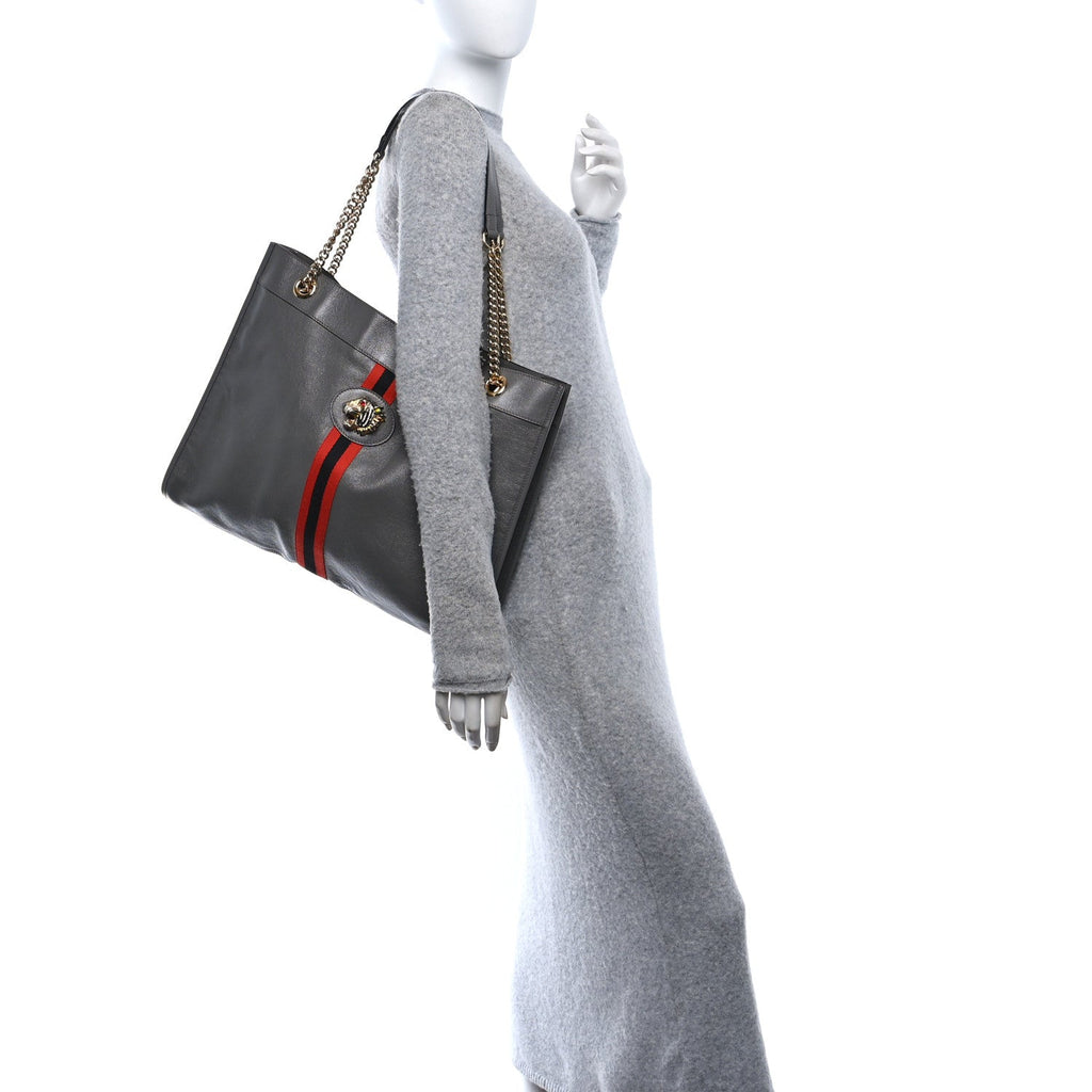 Calfskin Large Rajah Chain Tote Grey