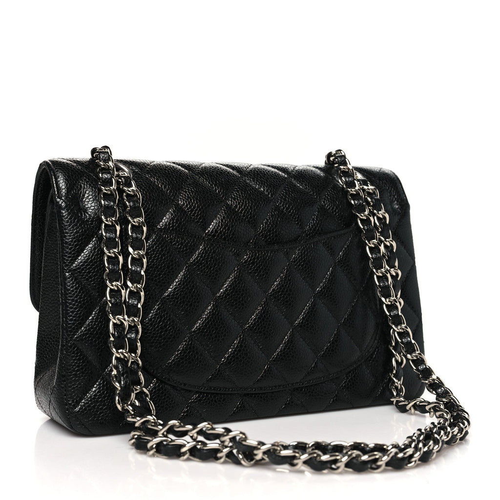 Caviar Quilted Small Double Flap Black