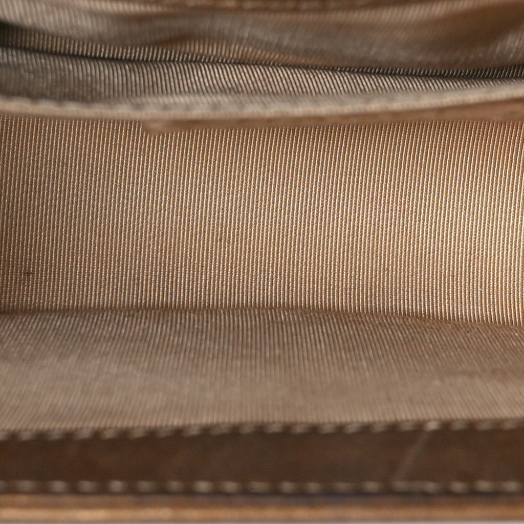 Metallic Calfskin Quilted Small Boy Flap Gold