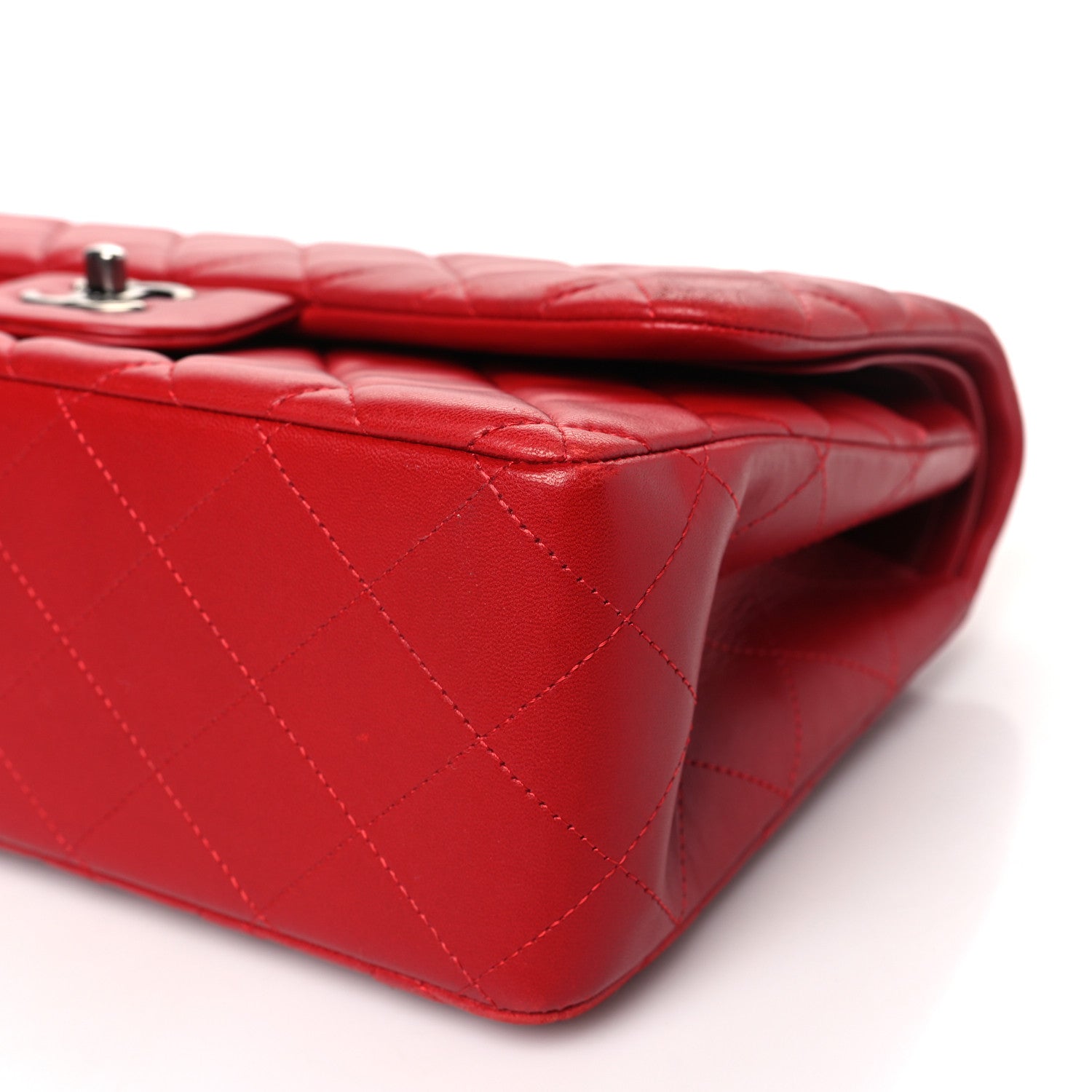 Lambskin Quilted Jumbo Double Flap Red