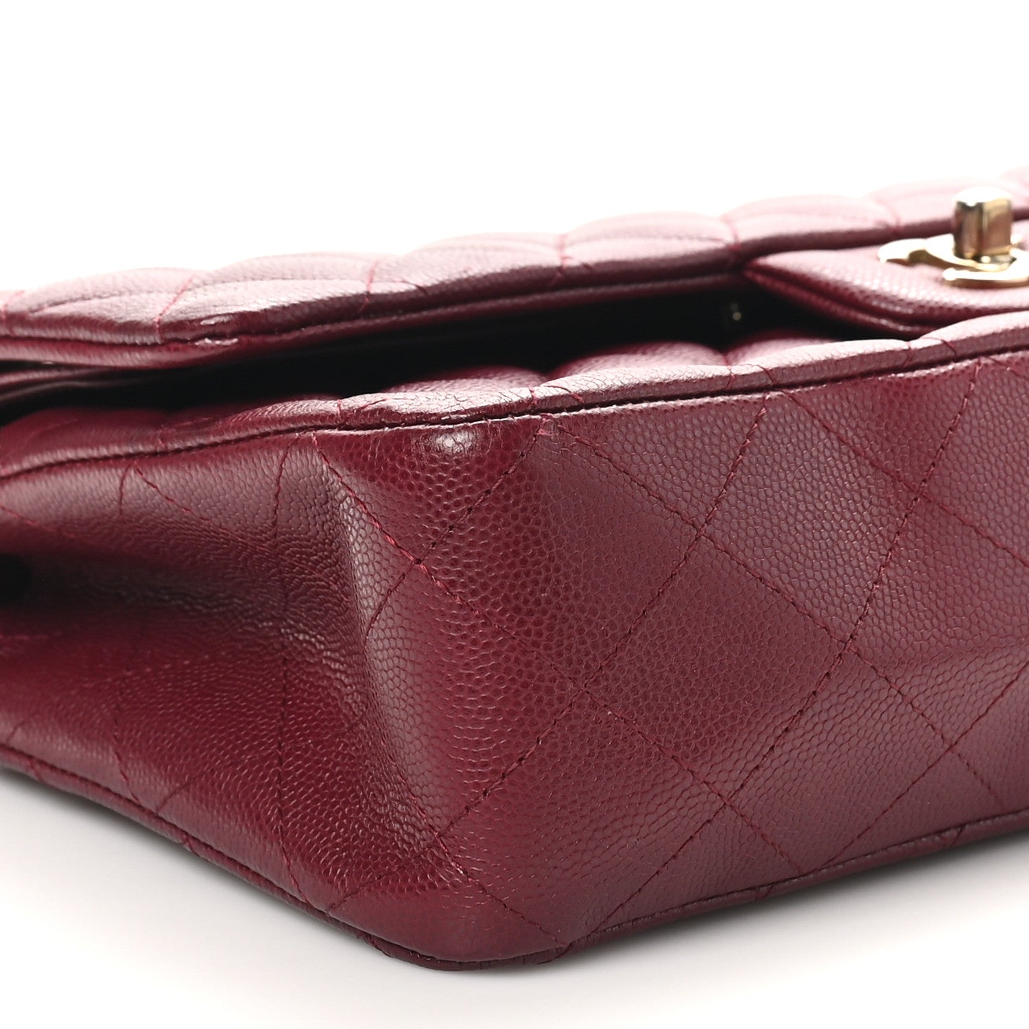 Caviar Quilted Medium Double Flap Burgundy