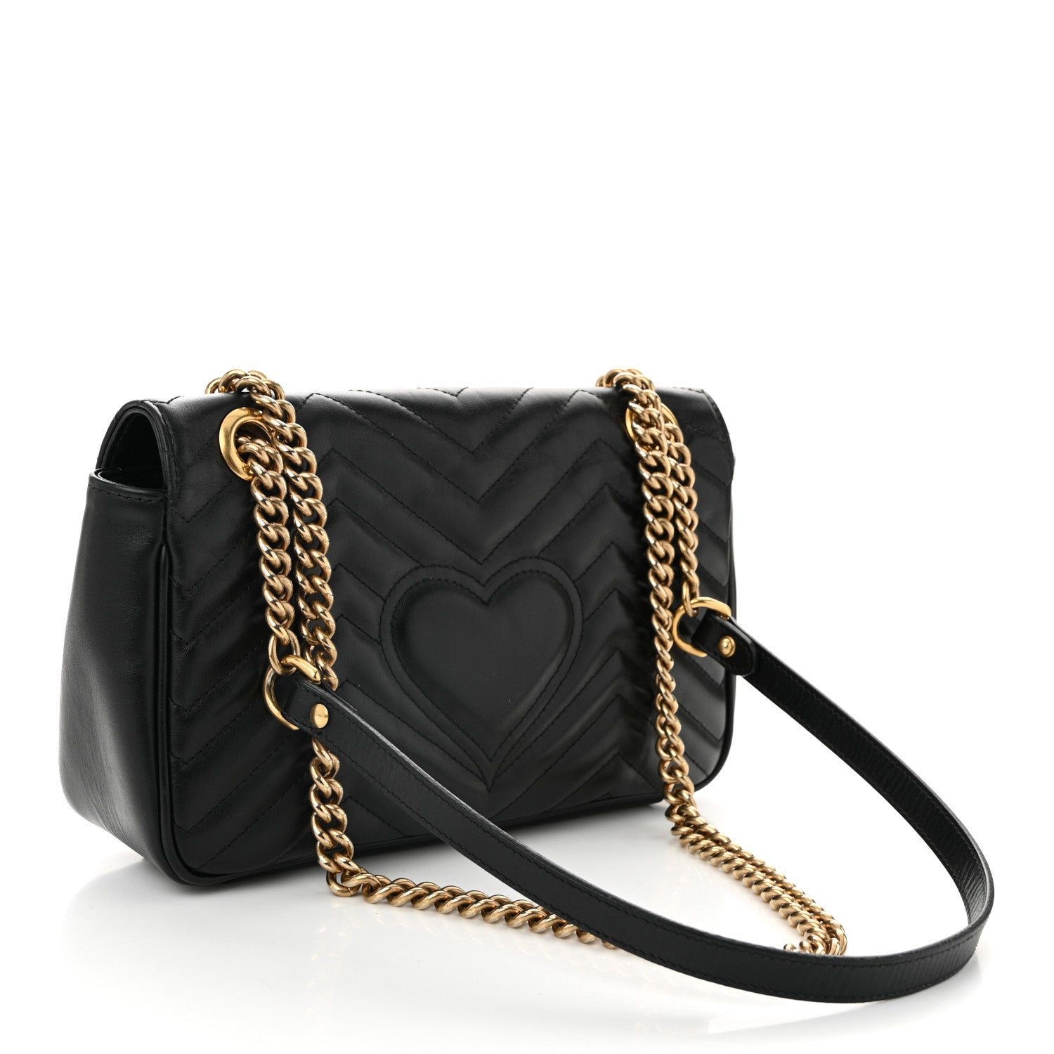 Calfskin Matelasse Small GG Marmont Shoulder Bag Black