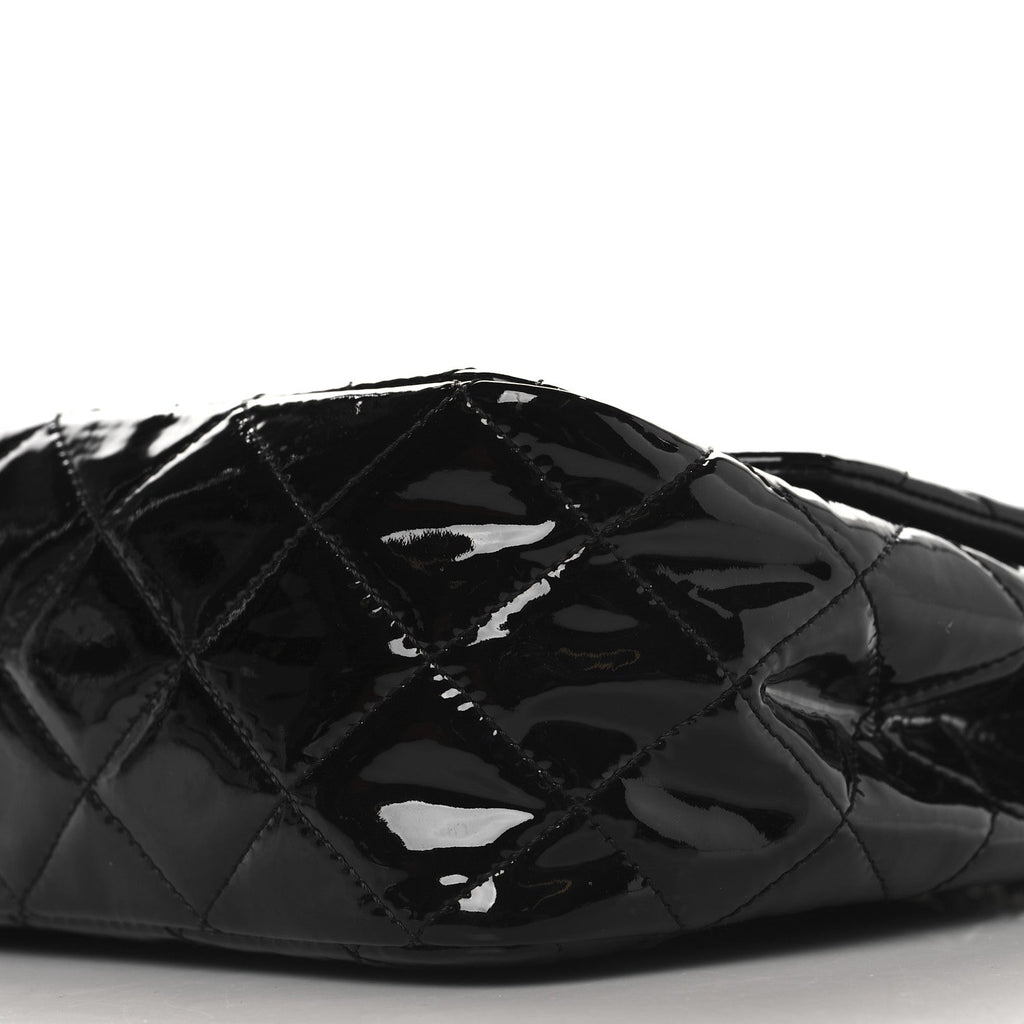 Patent Quilted Jumbo Single Flap Black