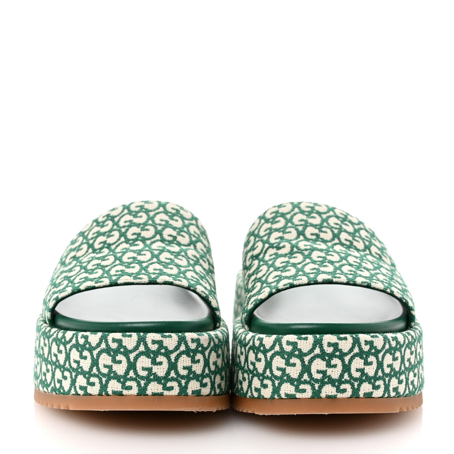 Jacquard GG Monogram Angelina Platform 55mm Slide Sandals 37 New Shamarock