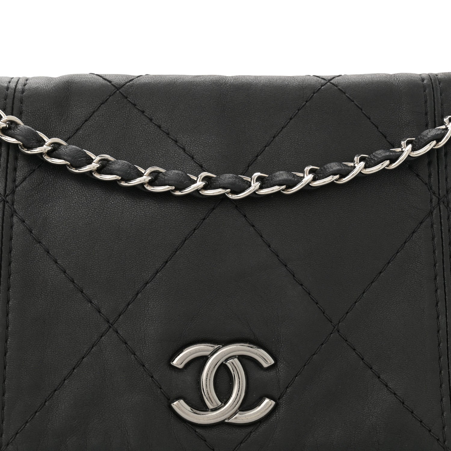 Lambskin Quilted Large Soft Touch Flap Black