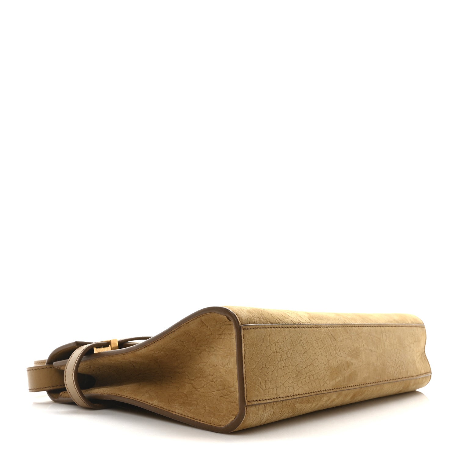 Calfskin Nubuk Suede Crocodile Embossed Manhattan Baguette Dark Ocra