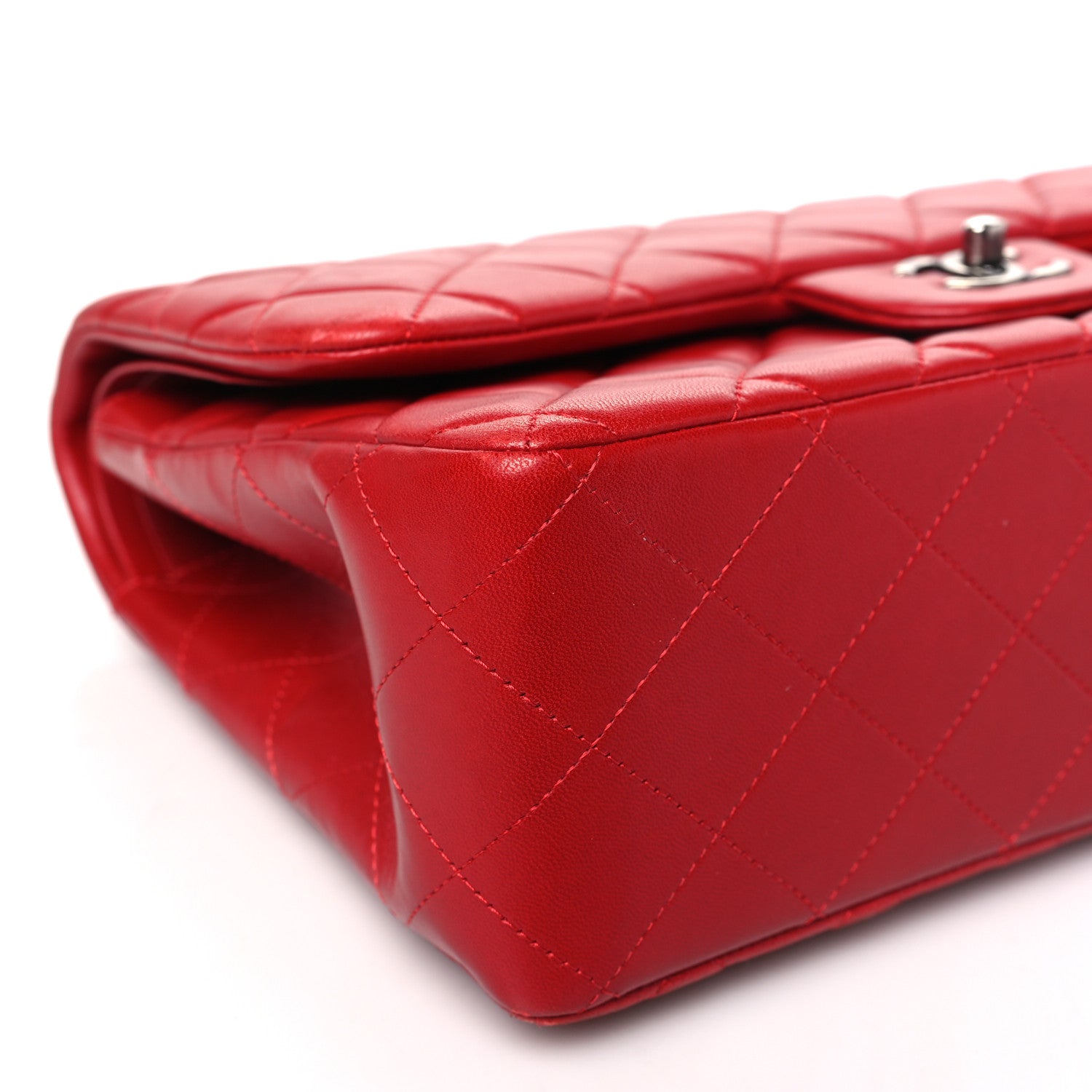 Lambskin Quilted Jumbo Double Flap Red