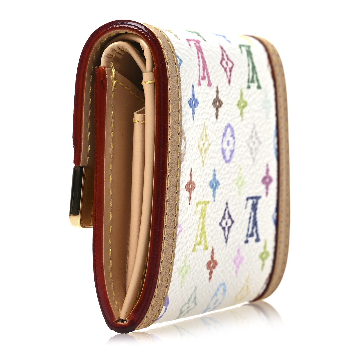 Monogram Multicolor Porte-Monnaie Plat Coin Purse White