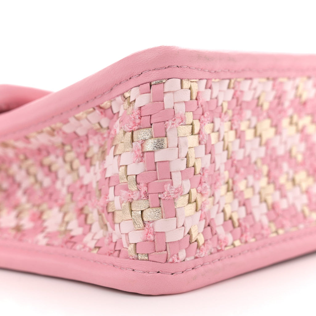 Metallic Lambskin Viscose Woven Flap Pink Gold