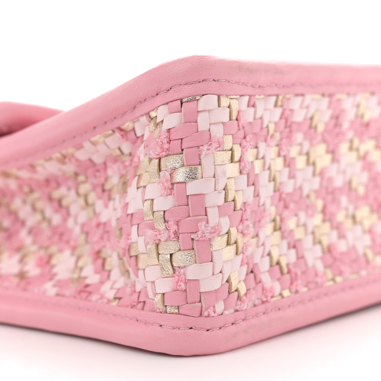 Metallic Lambskin Viscose Woven Flap Pink Gold