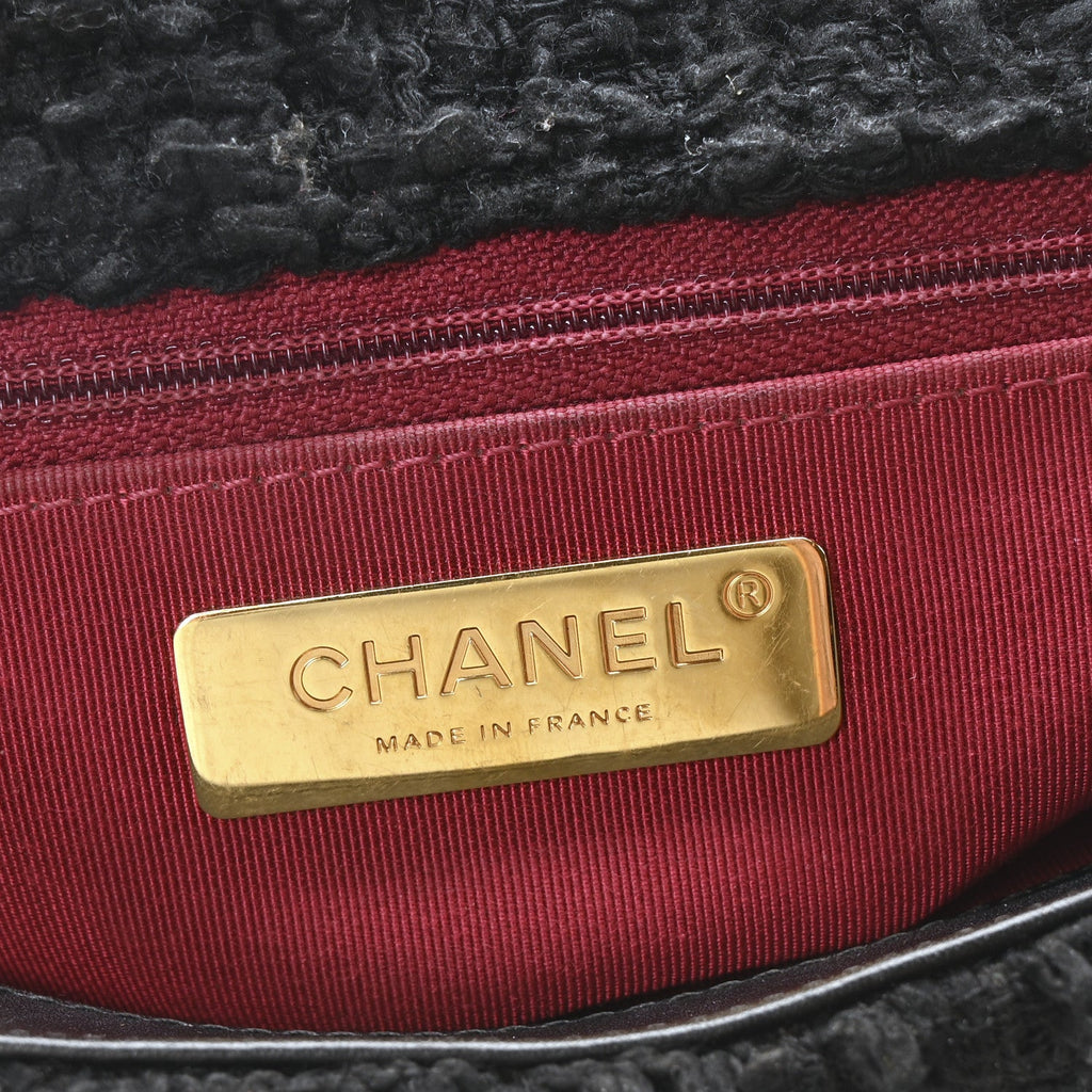 Tweed Quilted Medium Chanel 19 Flap Black