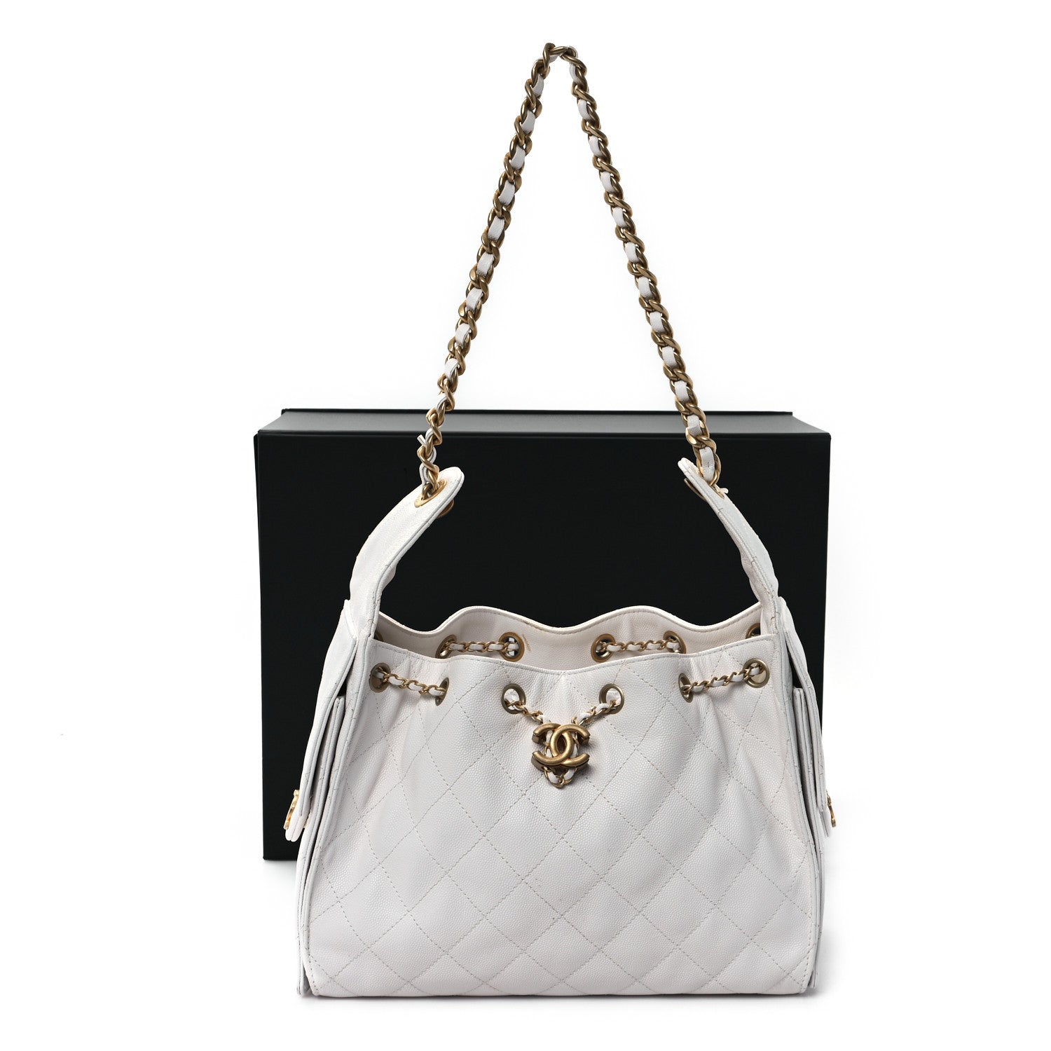 Caviar Quilted Small Chanel 25 Handbag White
