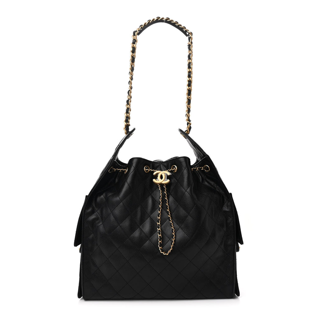 Caviar Quilted Medium Chanel 25 Handbag Black