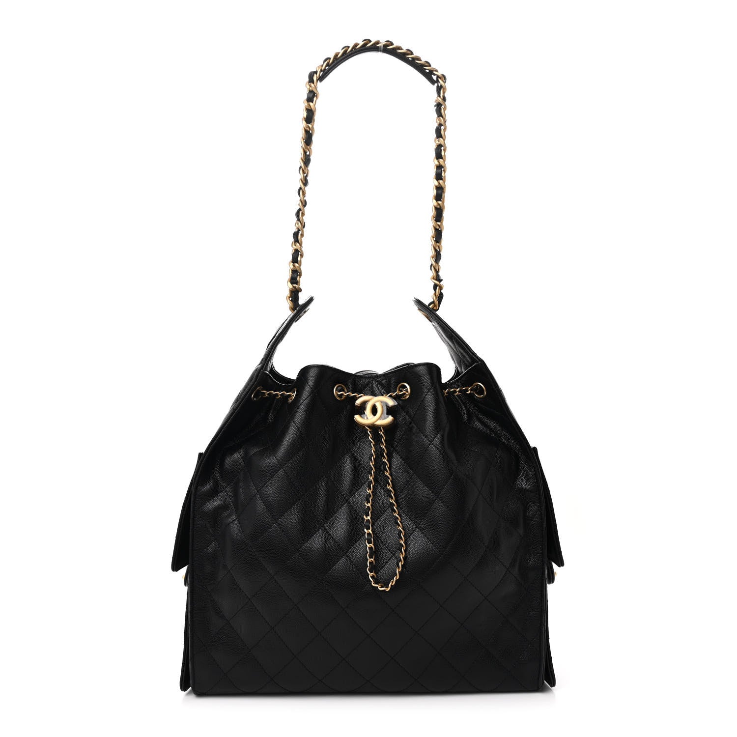 Caviar Quilted Medium Chanel 25 Handbag Black