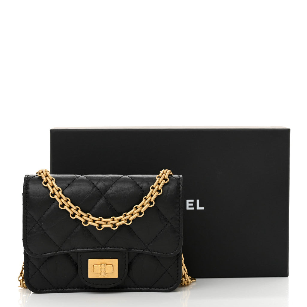 Aged Calfskin Quilted Reissue Belt Bag Black
