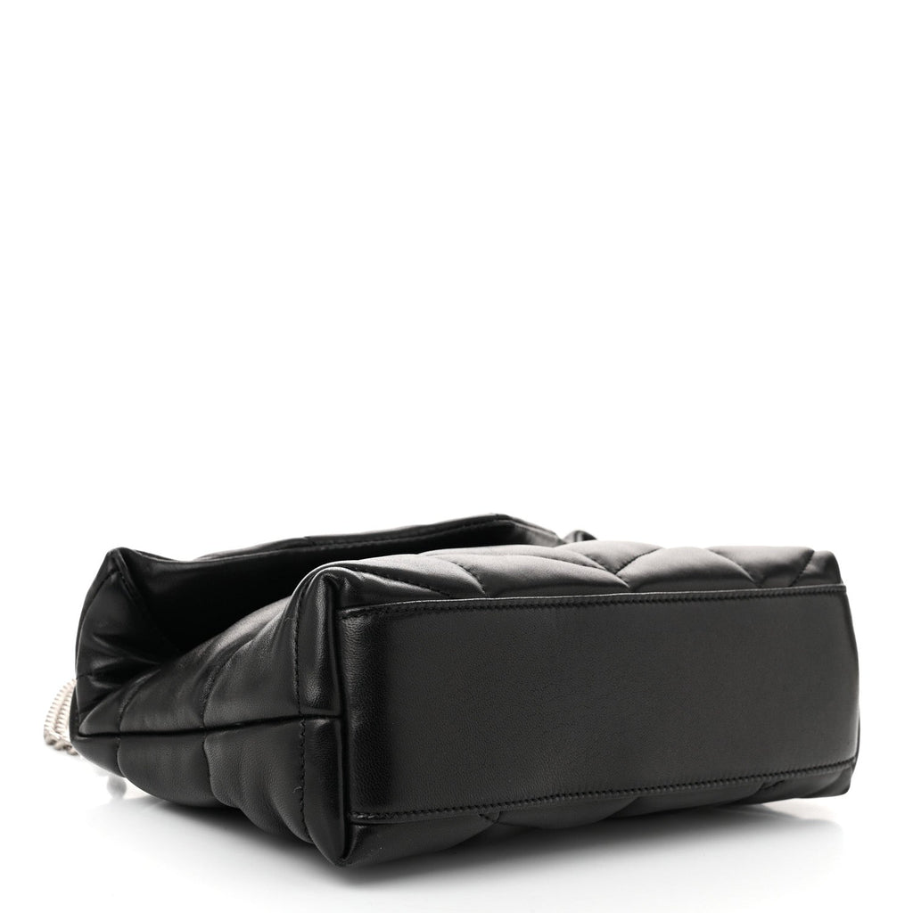 Lambskin Quilted Toy Loulou Puffer Monogram Chain Satchel Black