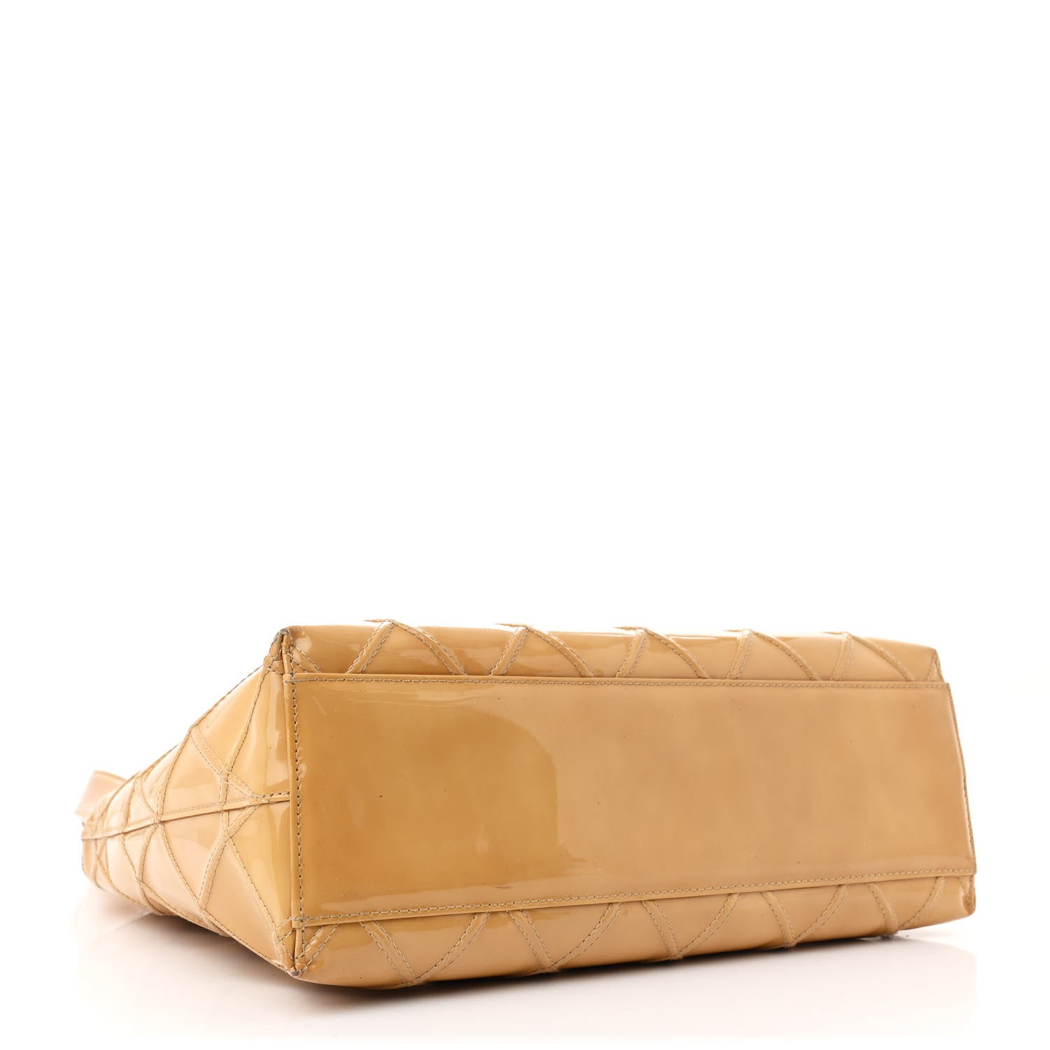 Patent Quilted Shoulder Bag Beige