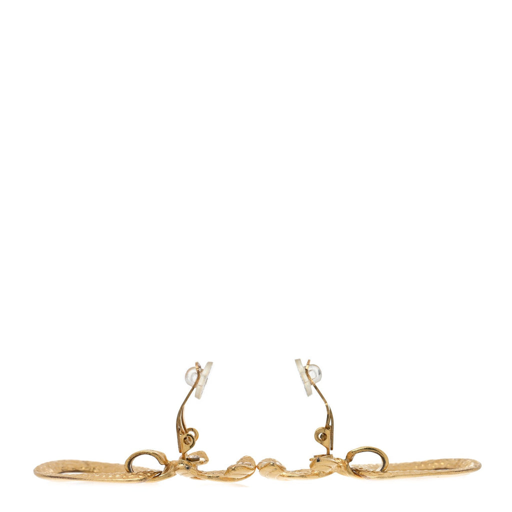 CC Drop Clip On Earrings Gold