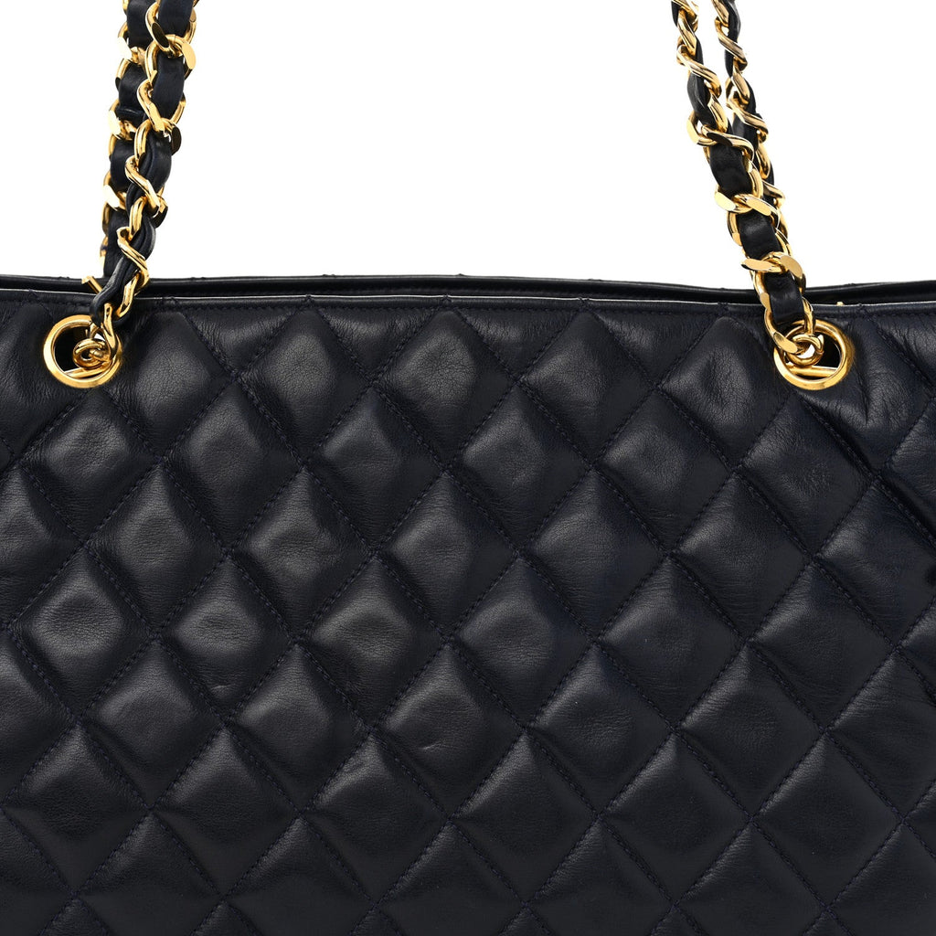 Lambskin Quilted Shoulder Bag Navy
