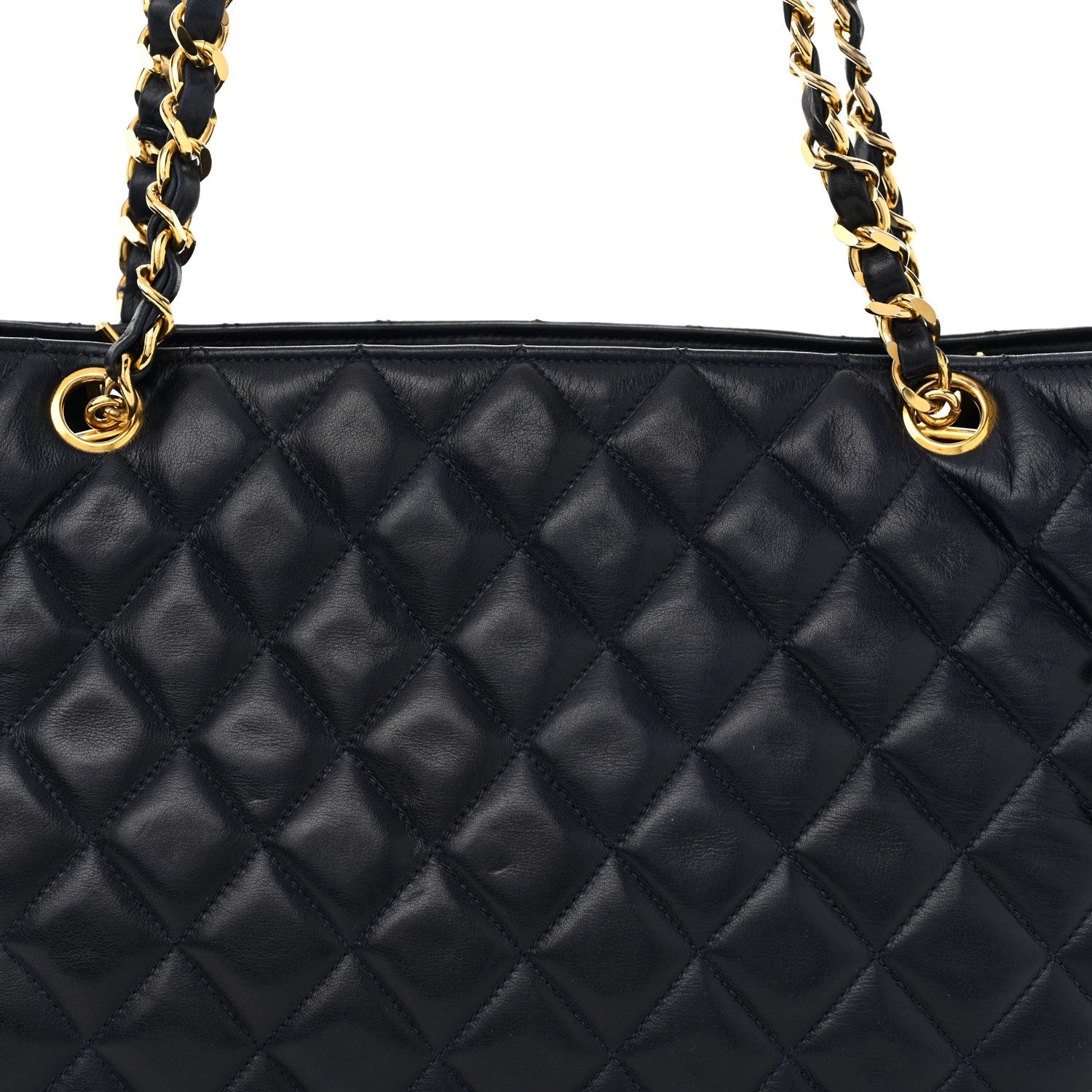 Lambskin Quilted Shoulder Bag Navy