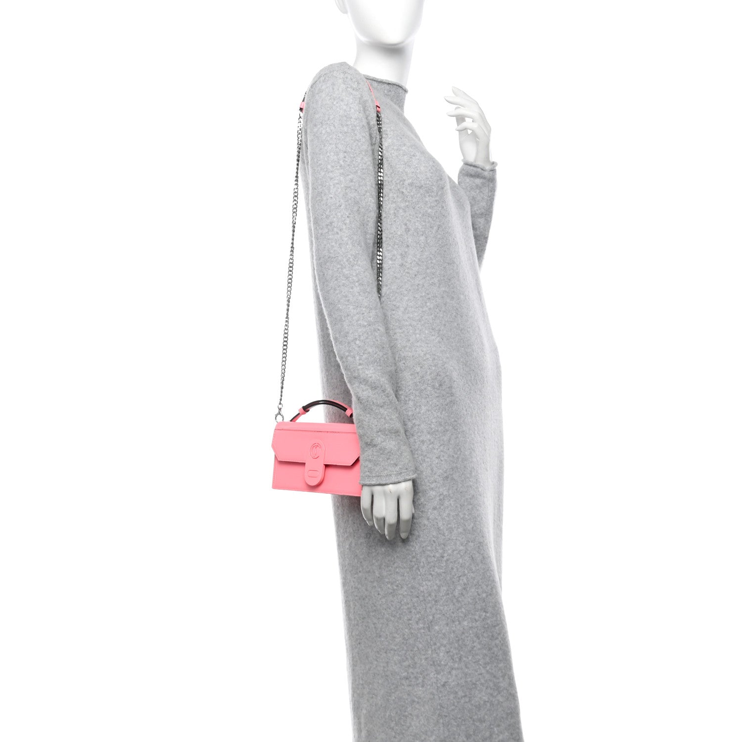 Patent Calfskin Small Elisa Baguette Pink
