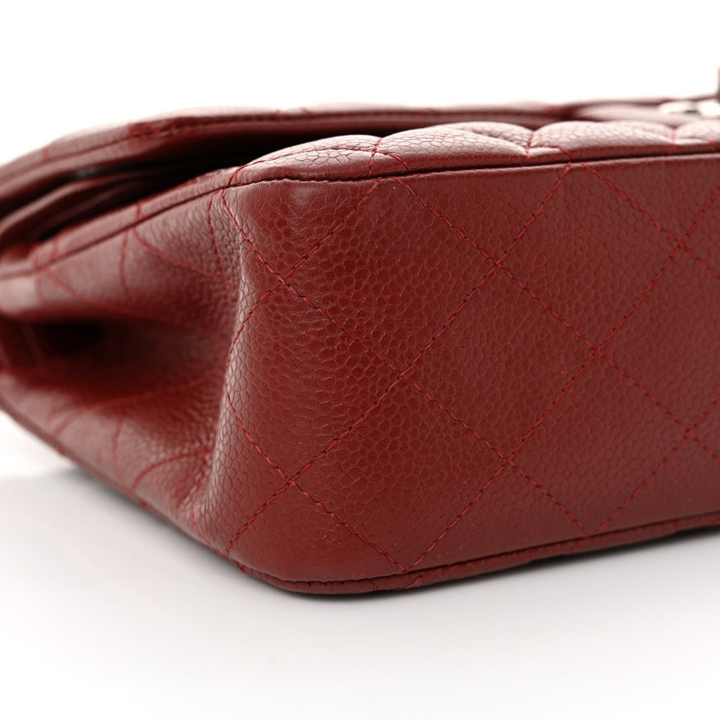 Caviar Quilted Medium Double Flap Burgundy