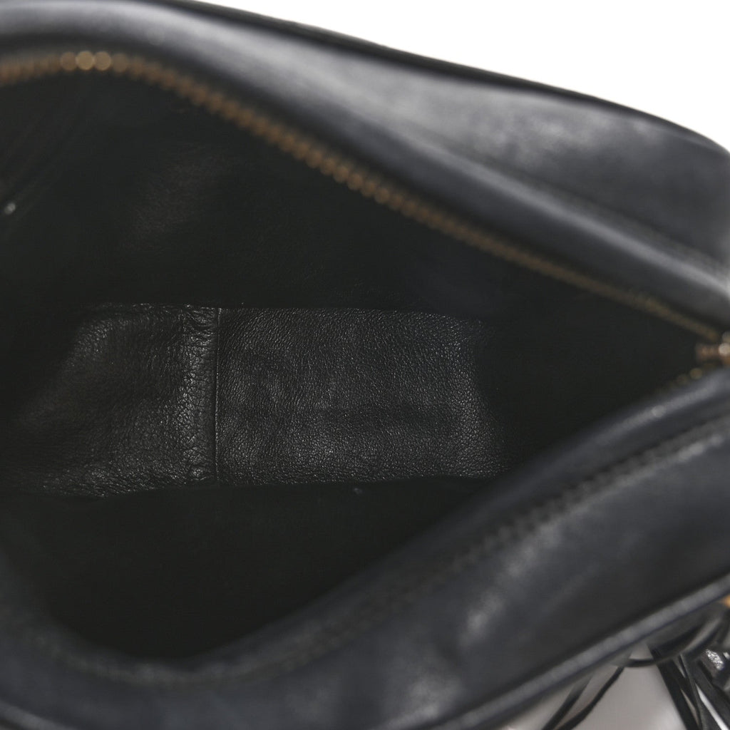 Lambskin Vertical Quilted Tassel Camera Case Black