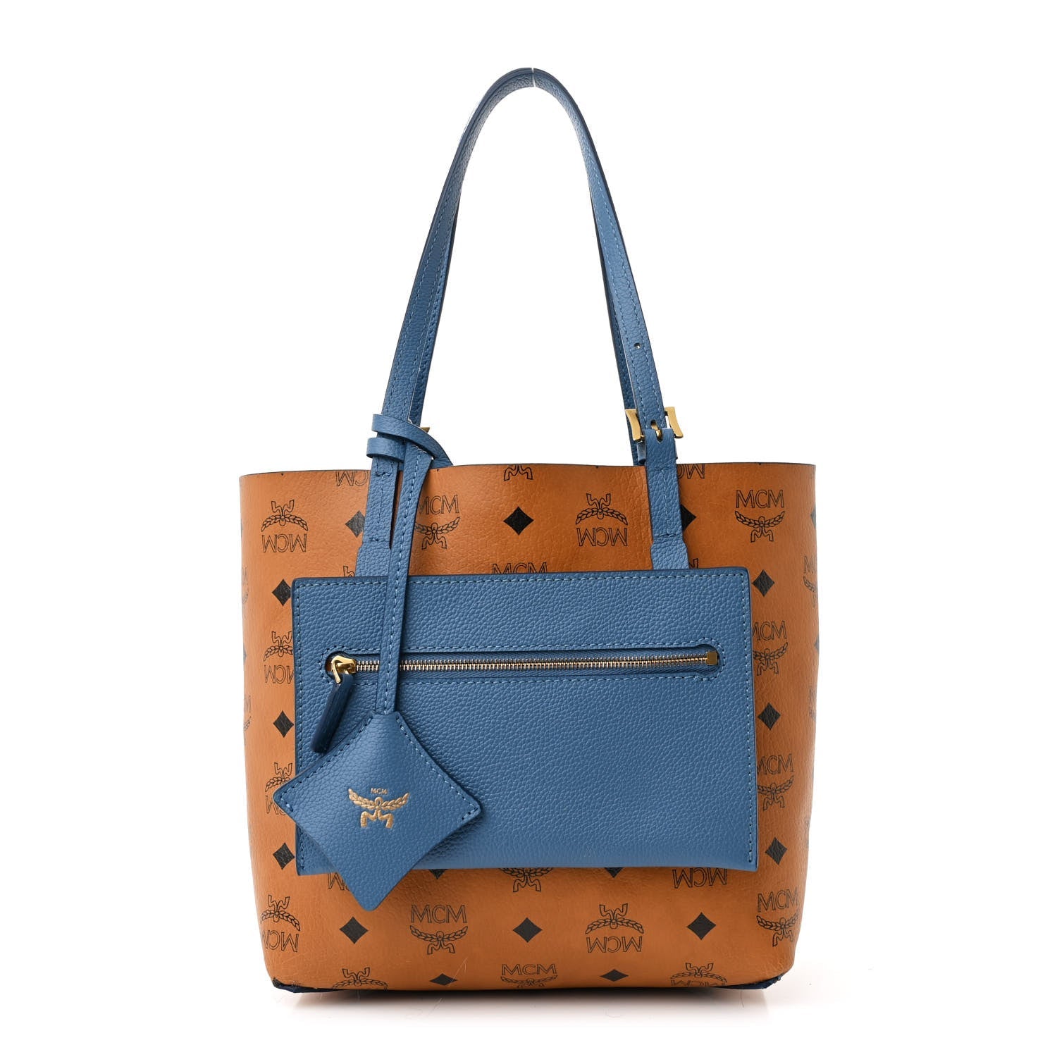 Grained Calfskin Visetos Himmel Reversible Tote Blue Heaven