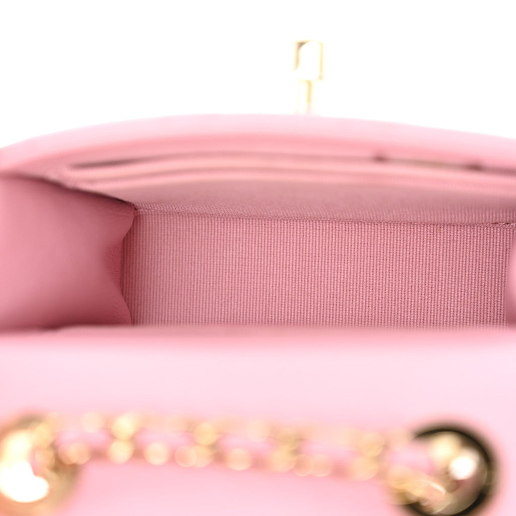 Lambskin Quilted Mini Trendy CC Clutch With Chain Light Pink