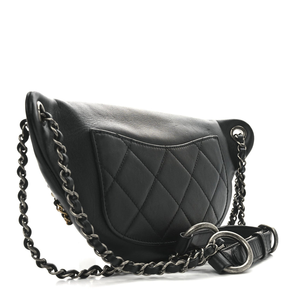 Calfskin Chain 20s Signe Waist Bag Black
