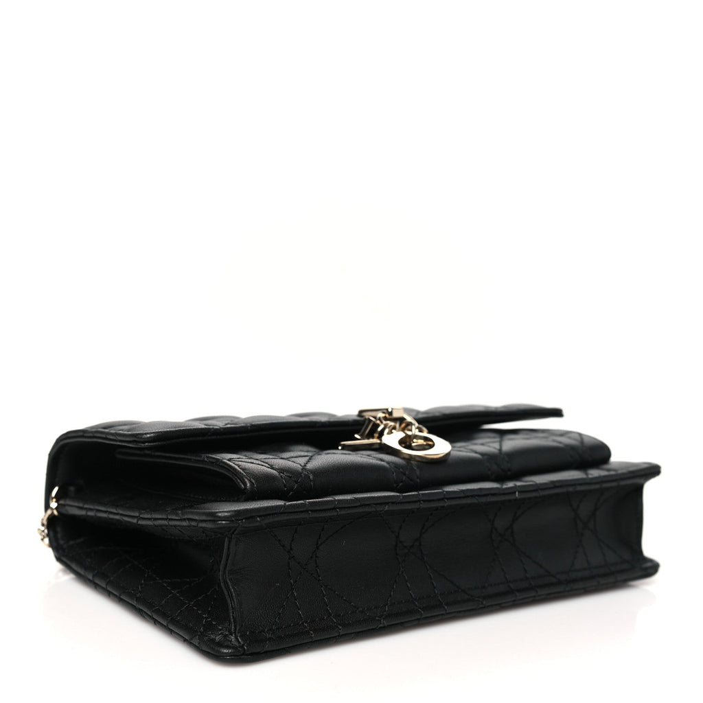 Lambskin Cannage Lady Dior Chain Pouch Black