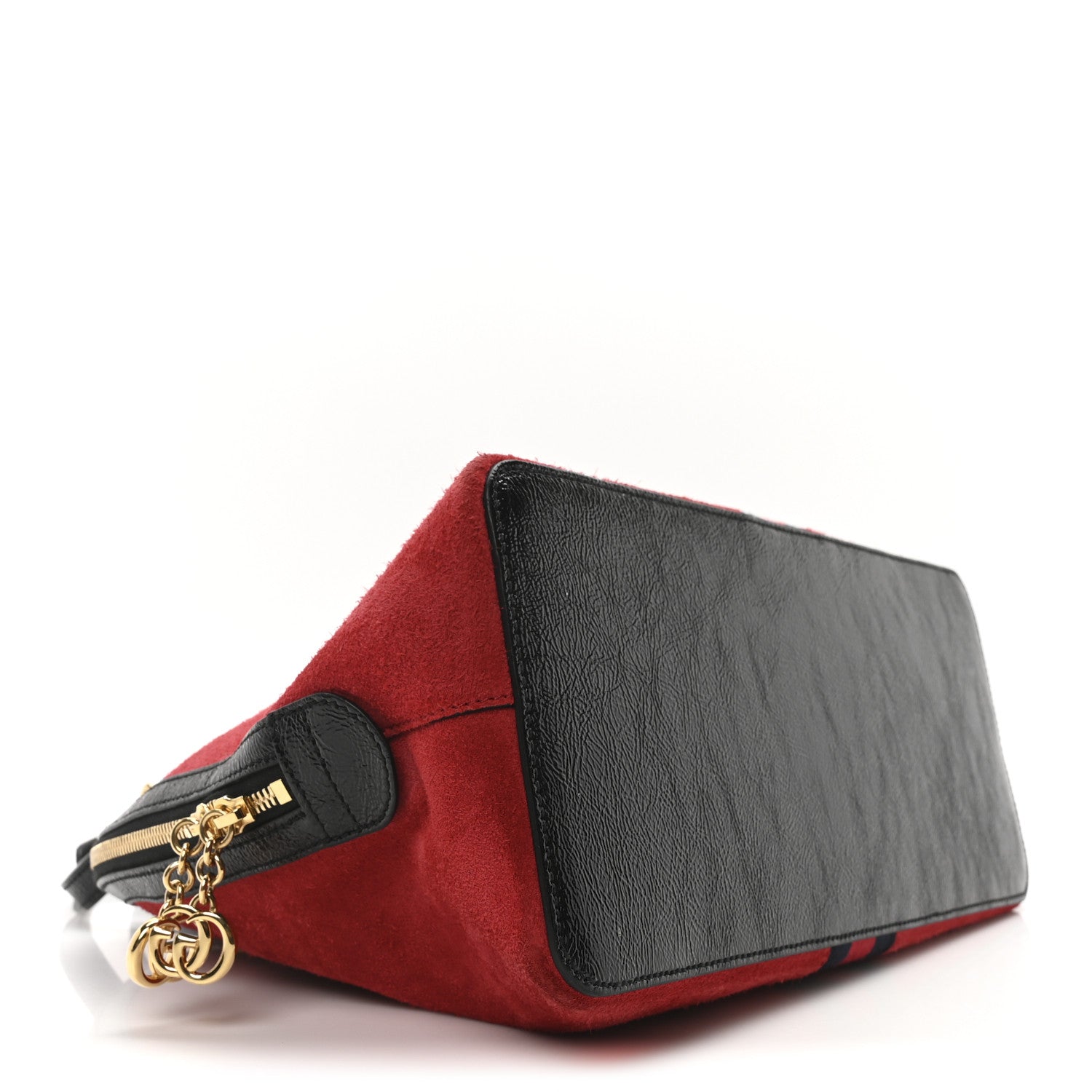 Suede Patent GG Web Medium Ophidia Top Handle Dome Bag Red