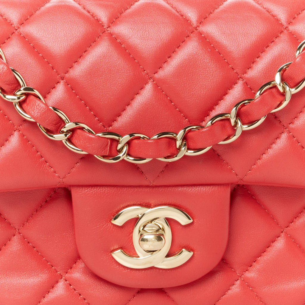 Lambskin Quilted Mini Rectangular Flap Pink