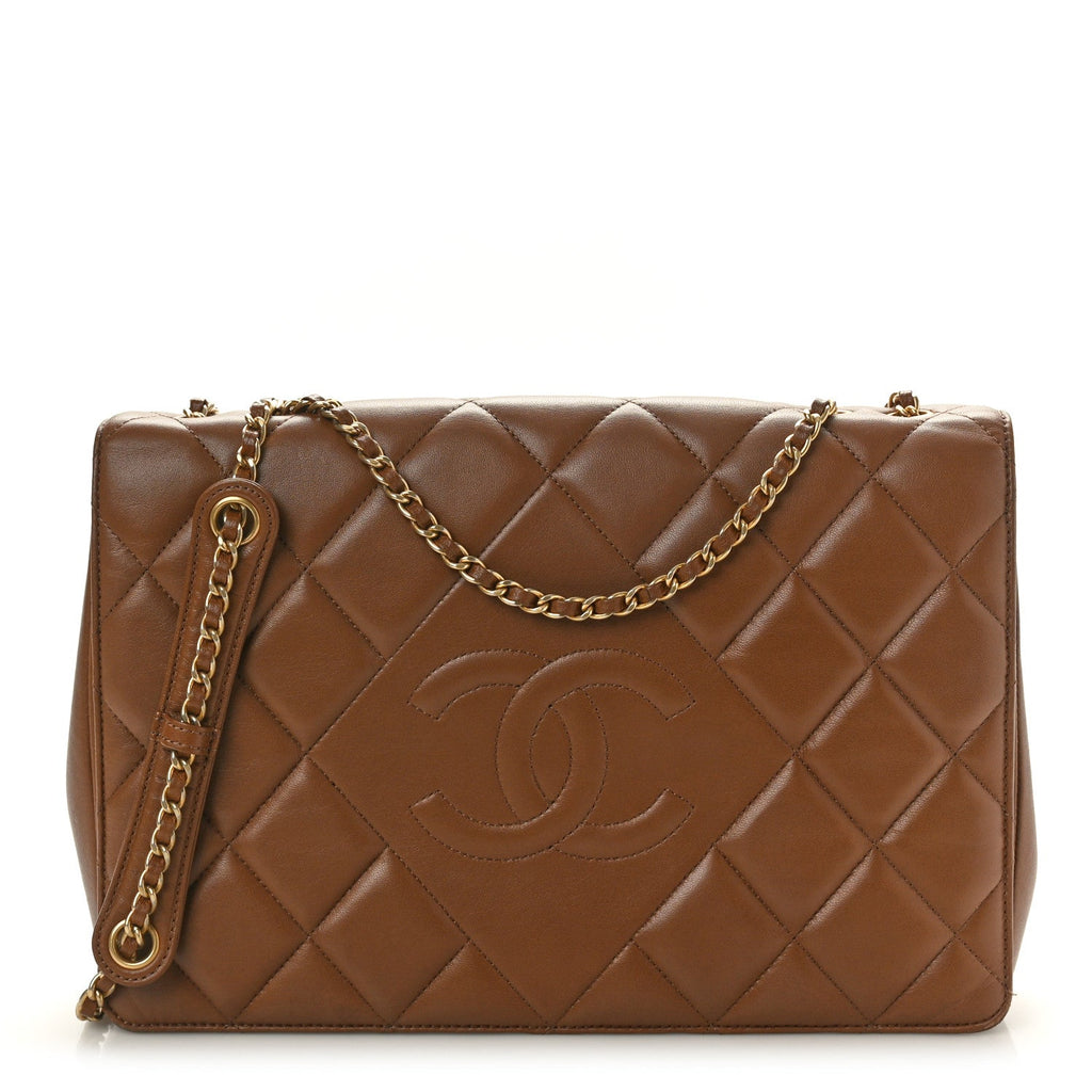 Lambskin Quilted Medium Diamond CC Flap Brown