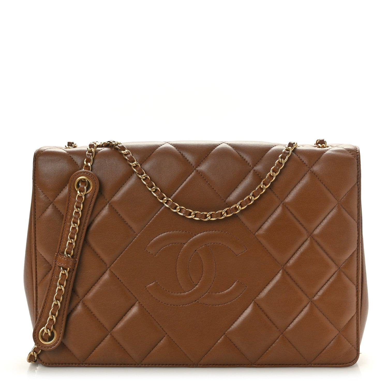 Lambskin Quilted Medium Diamond CC Flap Brown