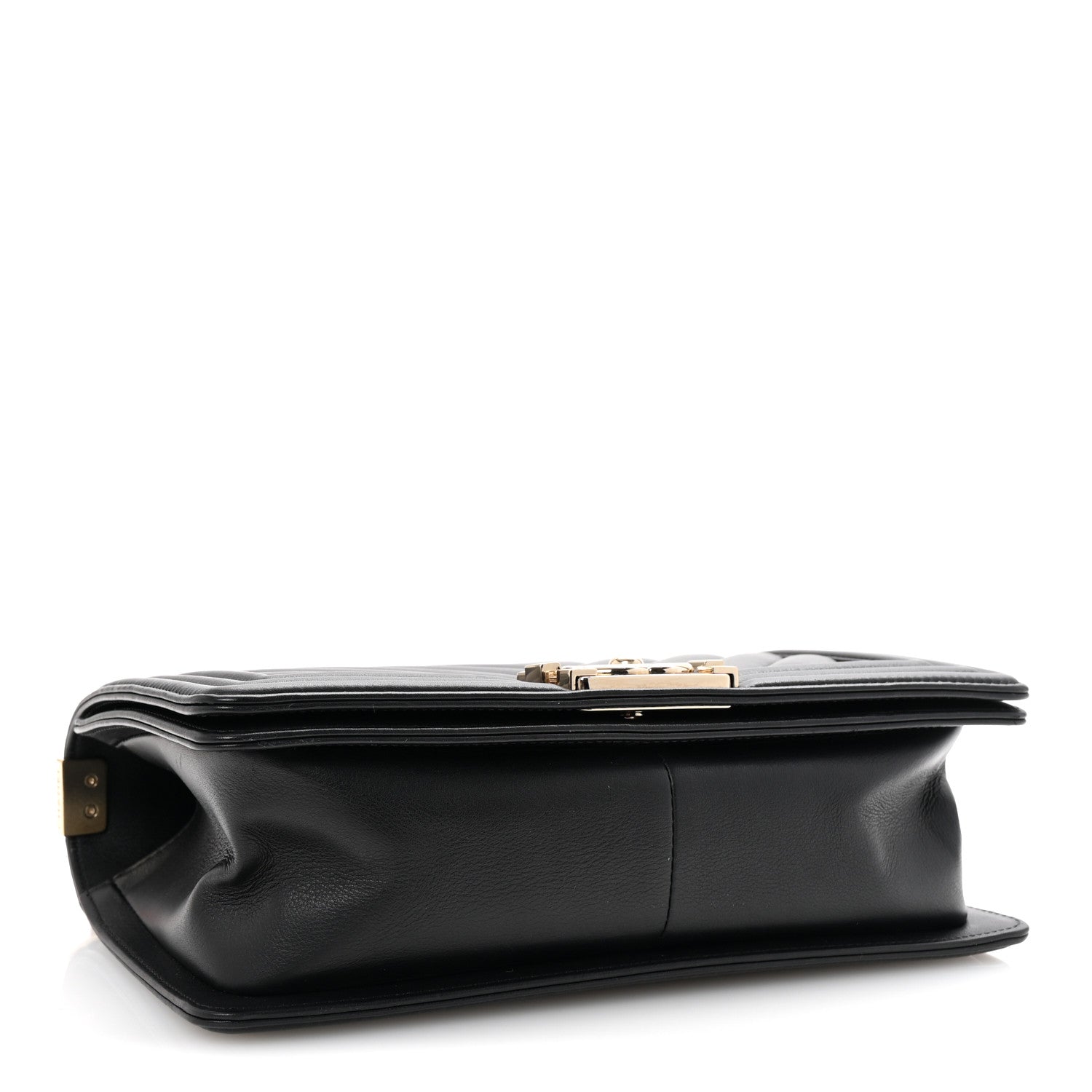 Lambskin Chevron Quilted Medium Boy Flap Black