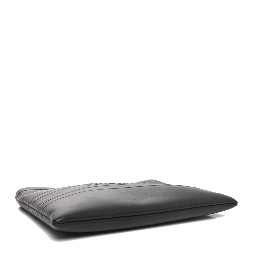Calfskin Medium Diordouble Zip Pouch Black