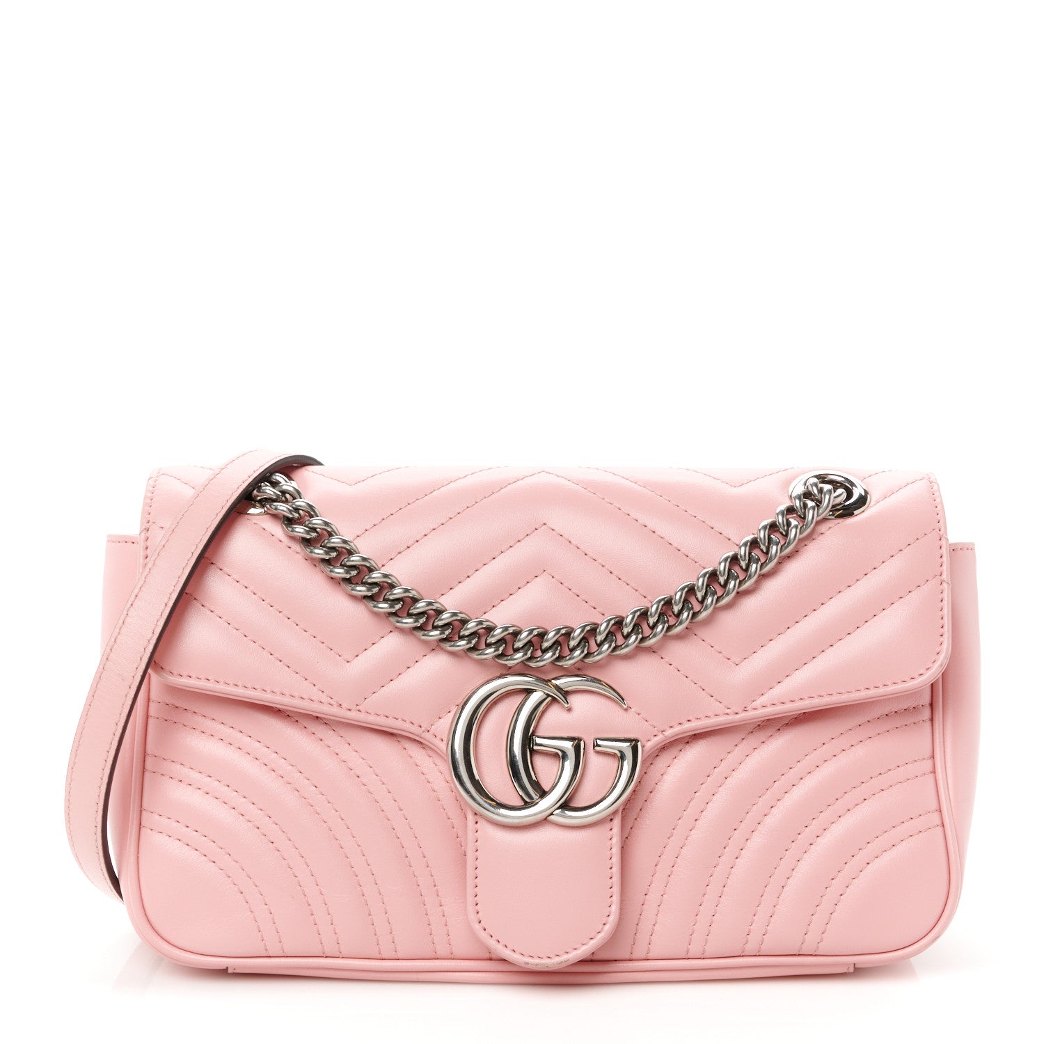 Calfskin Matelasse Small GG Marmont Shoulder Bag Wild Rose
