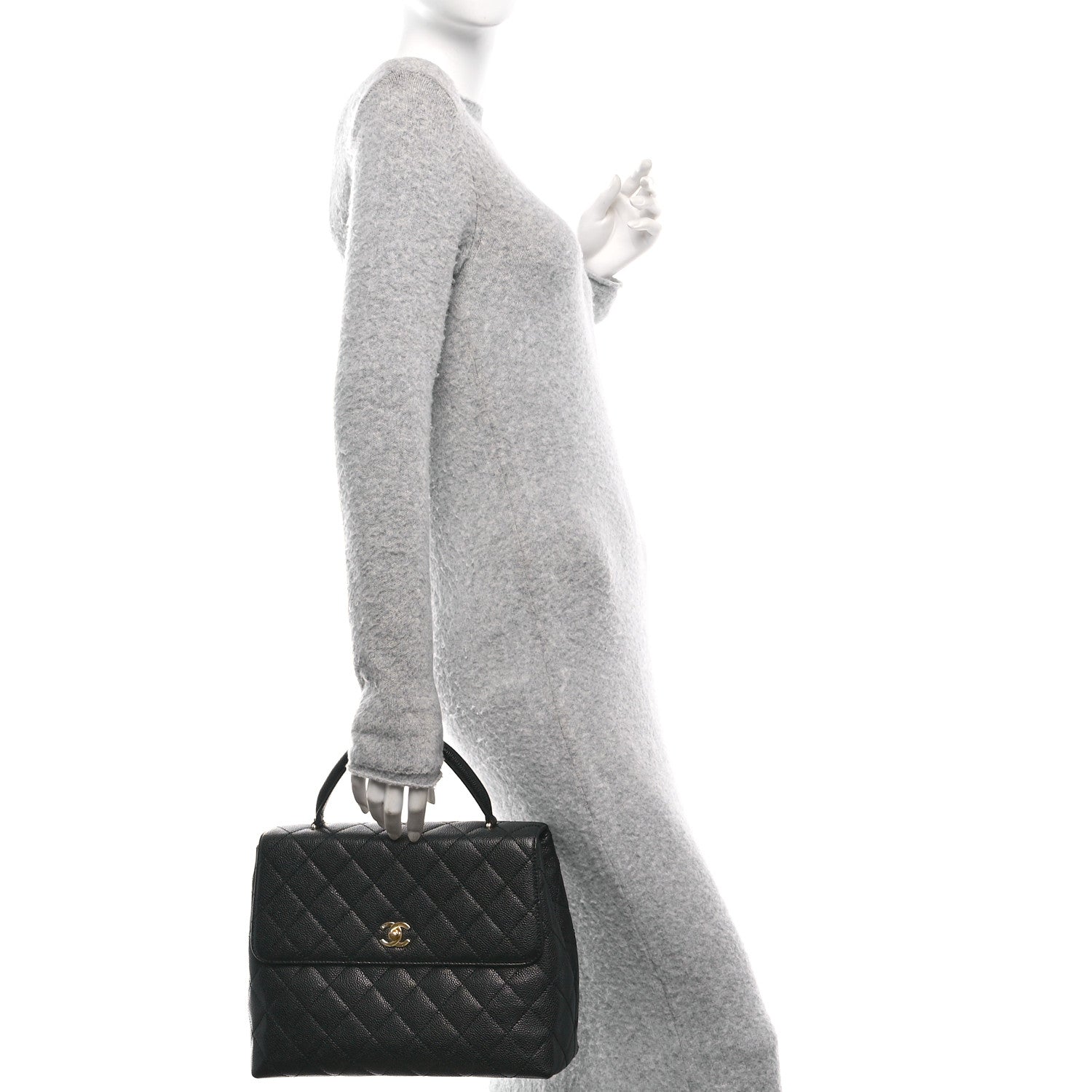 Caviar Quilted Jumbo Kelly Flap Black