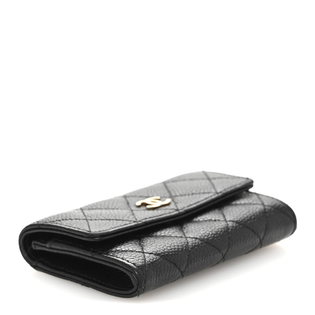 Caviar Quilted Flap  Holder Black