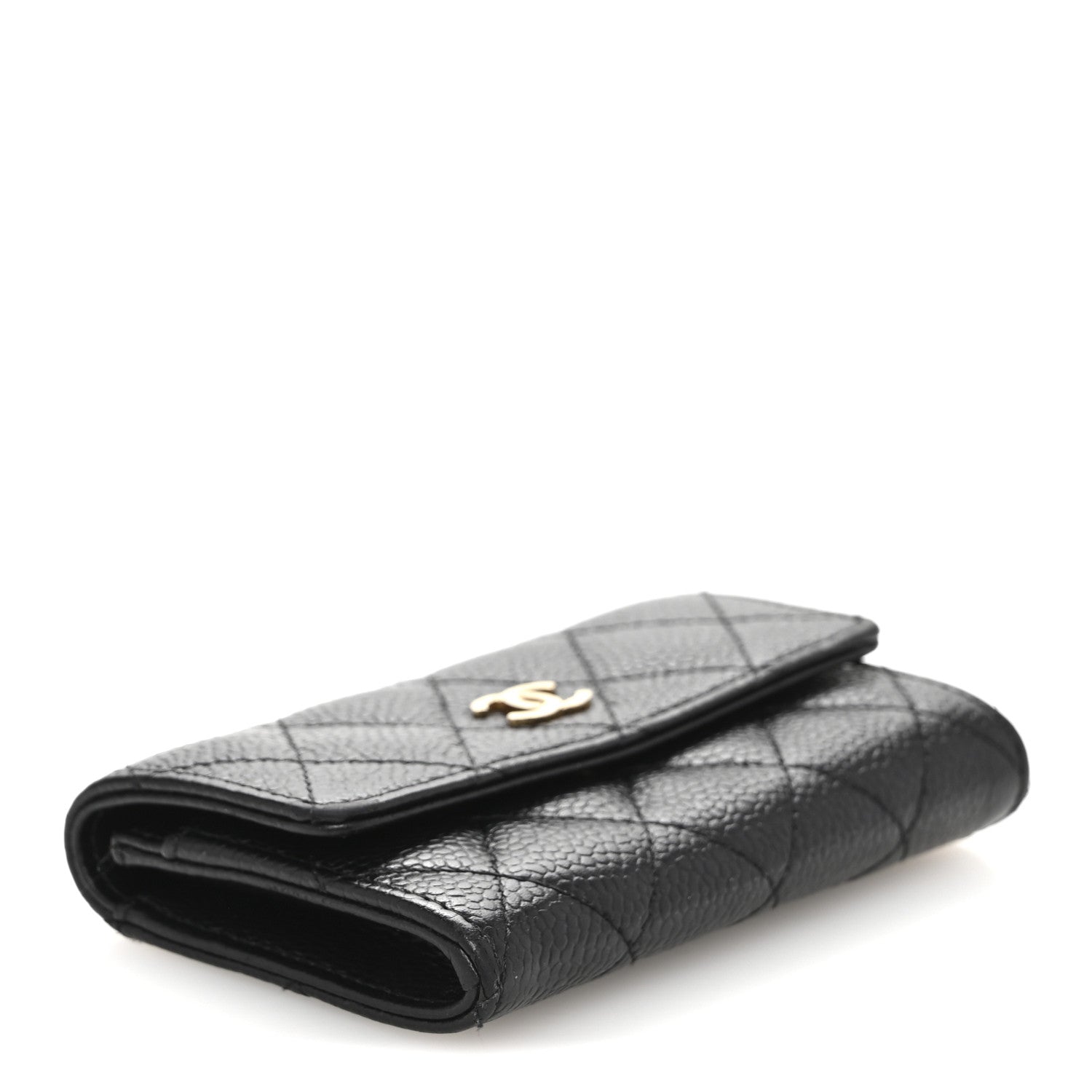 Caviar Quilted Flap  Holder Black