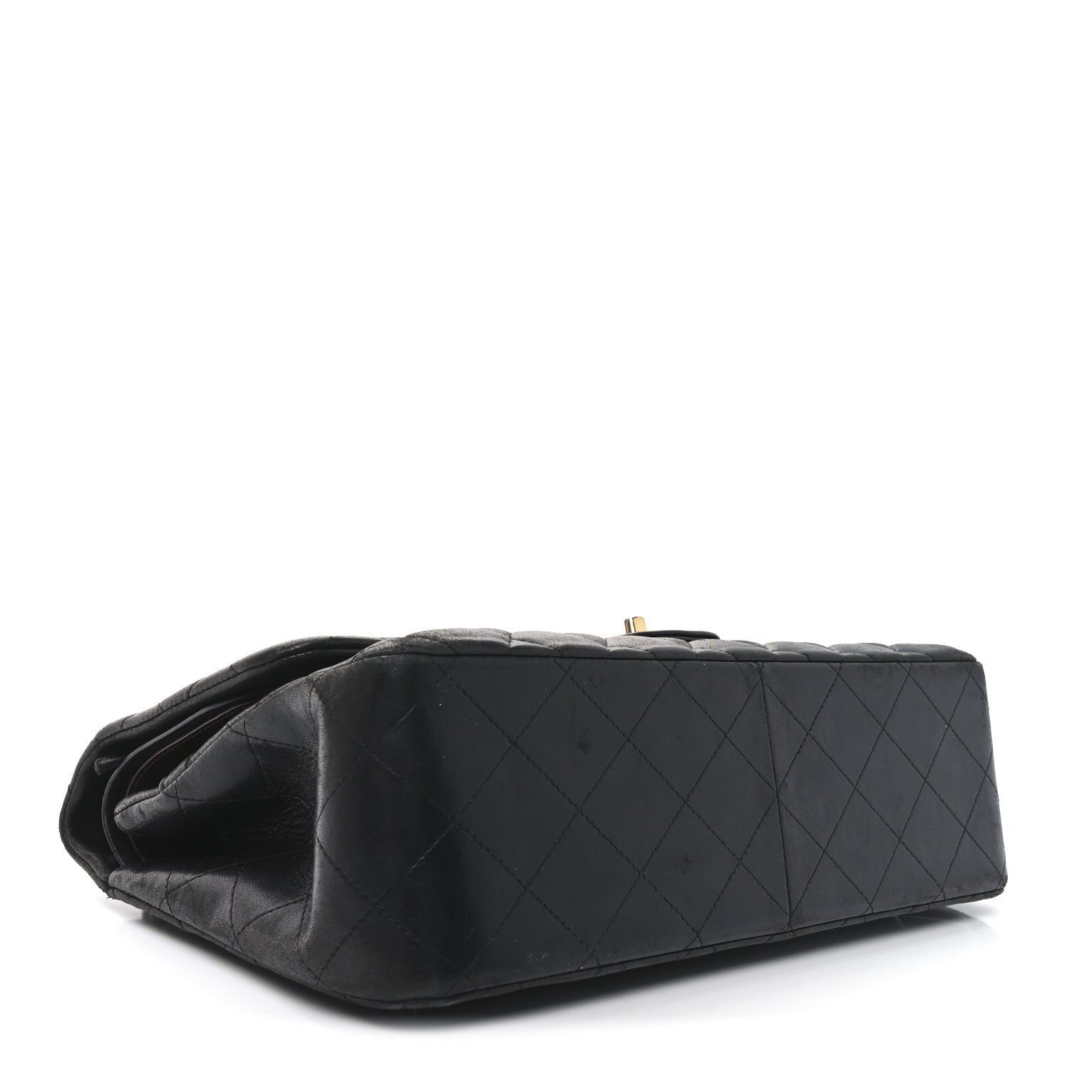 Lambskin Quilted Jumbo Double Flap Black