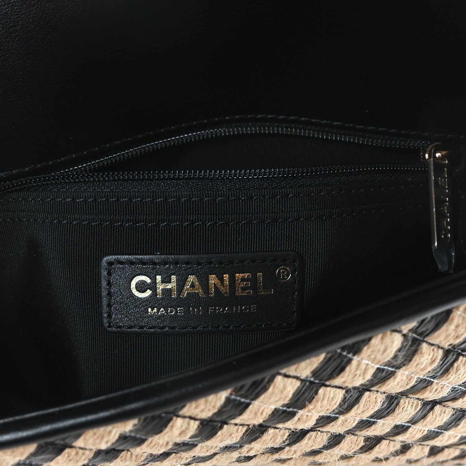 Raffia Jute Striped Small Urban Jungle Single Flap Black Beige