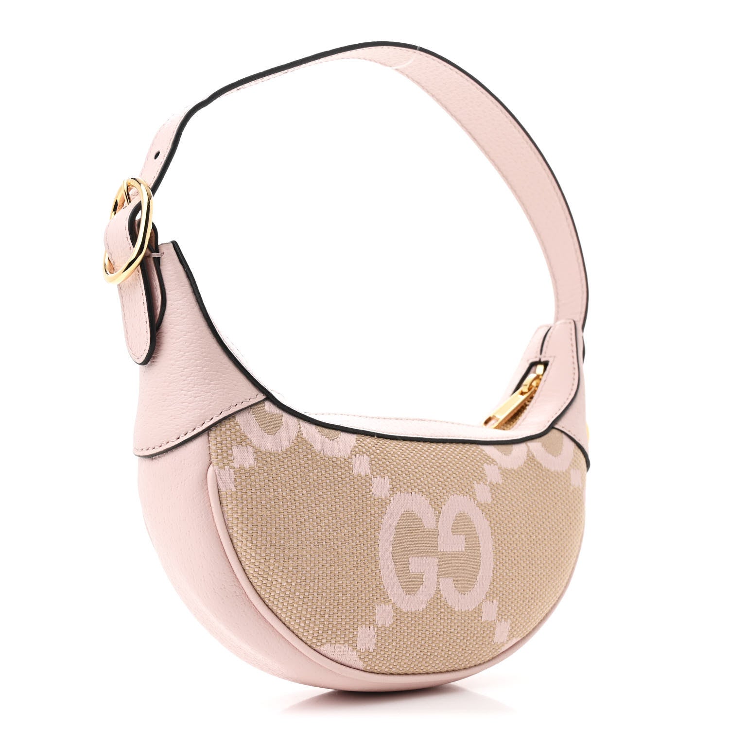 Monogram Jumbo GG Textured Dollar Calfskin Mini Ophidia Half Moon Hobo Beige Lapis
