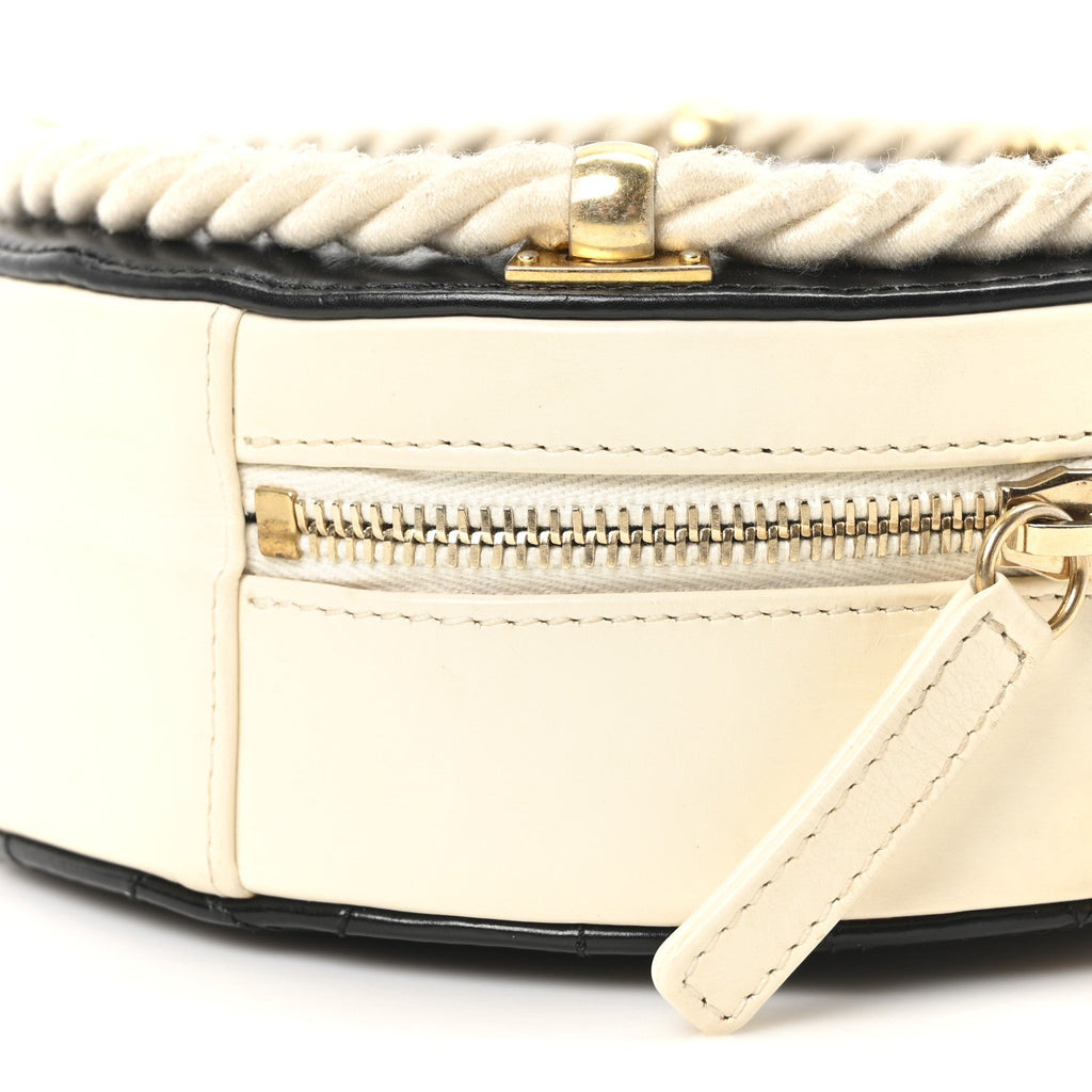 Crumpled Calfskin Cotton Small En Vogue Round Bag Black