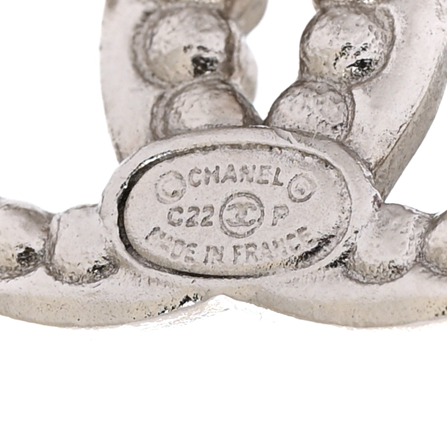 Crystal Pearl CC Earrings Silver
