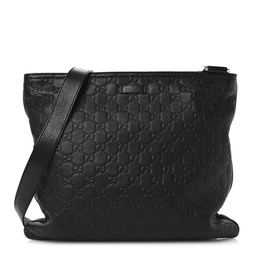 Guccissima Medium Flat Messenger Bag Black