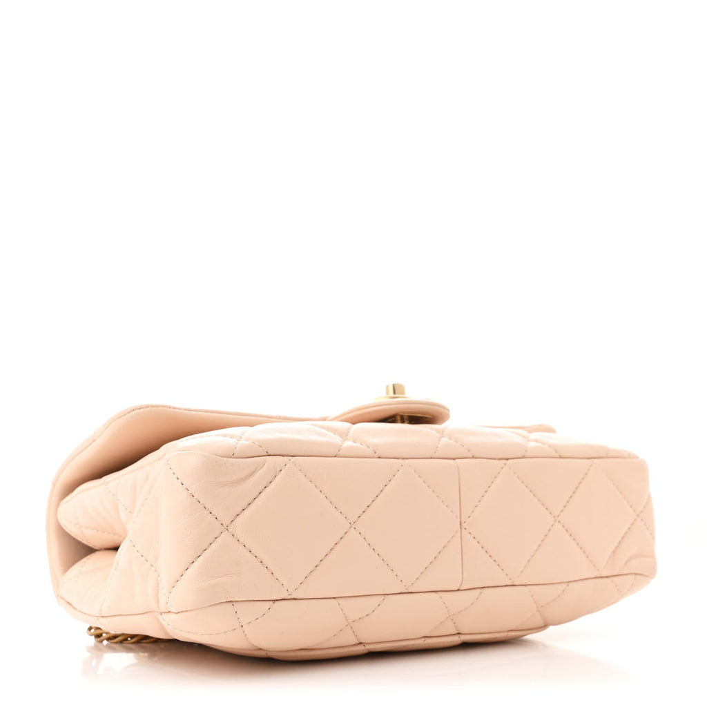 Lambskin Quilted Medium Fancy Jewel Flap Pink