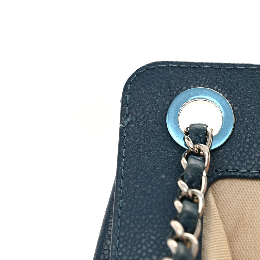 Caviar Quilted Timeless CC Shopping Tote Blue